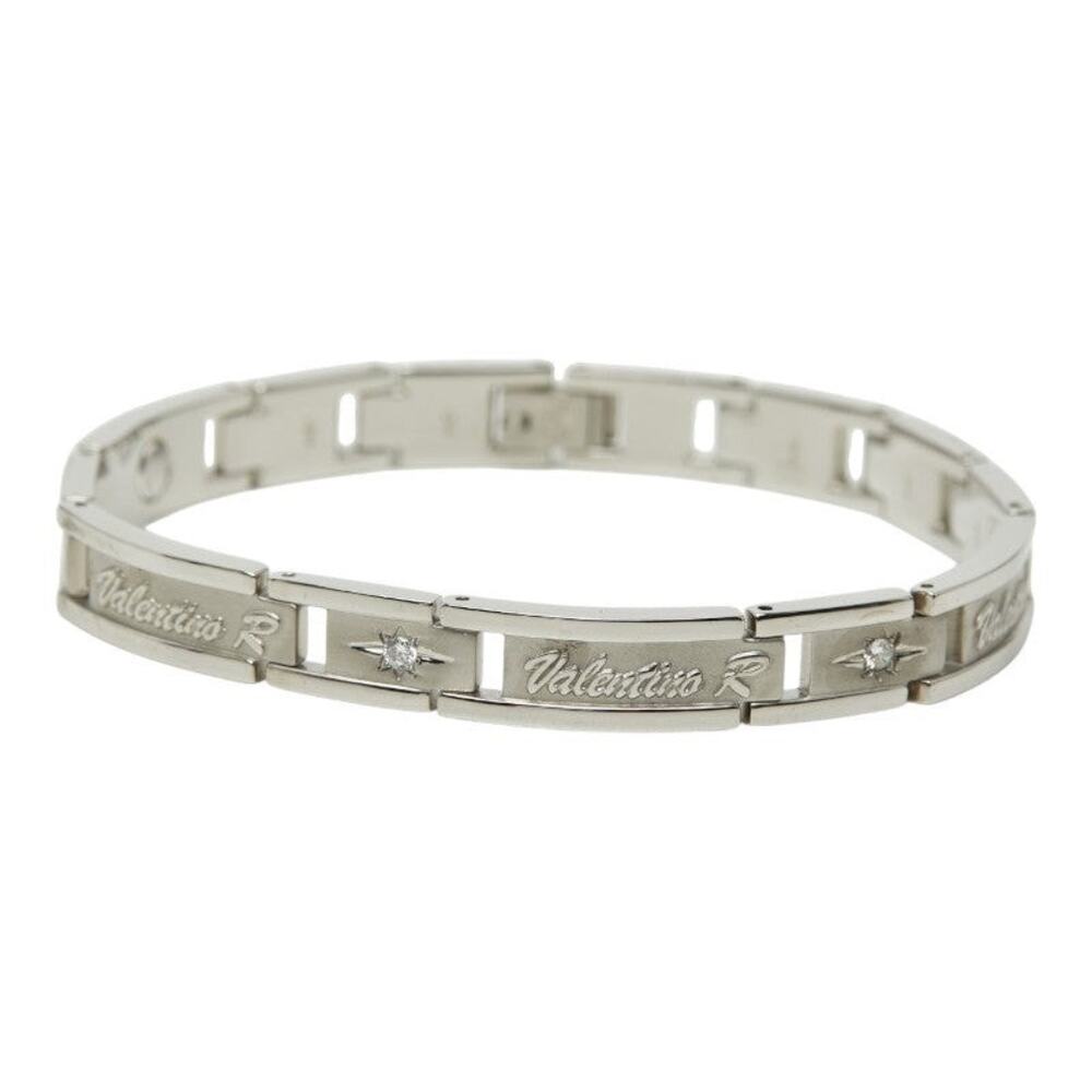 Valentino Rhinestone Stainless Steel Bracelet Silver